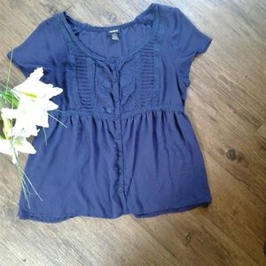 Torrid Sheer Blue Flowy Top